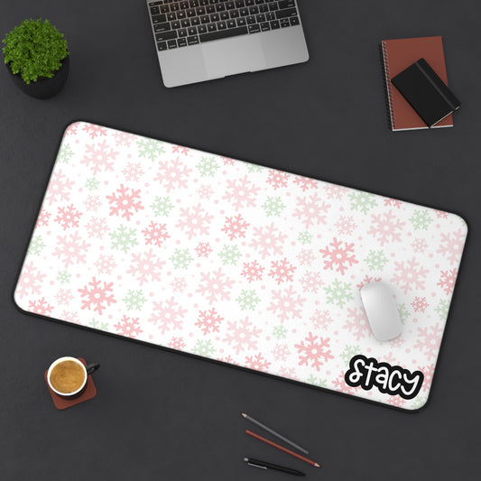 Personalized Winter Snowflake Desk Mat