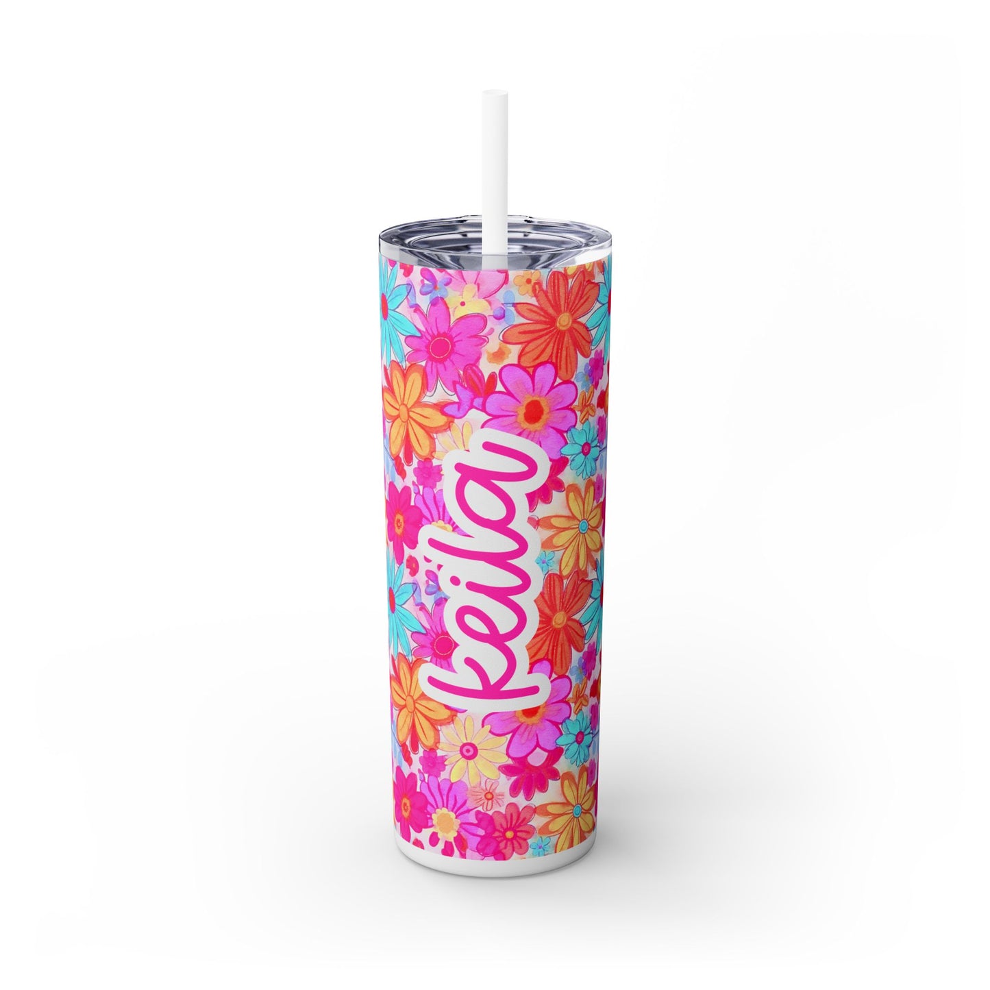 Personalized Tropical Flowers Tumbler