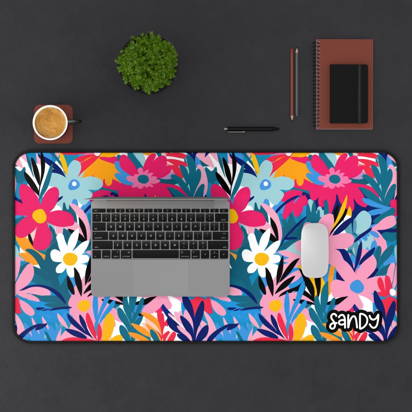 Wild Flowers Desk Mat — Colorful Garden Mouse Pad for Home Office