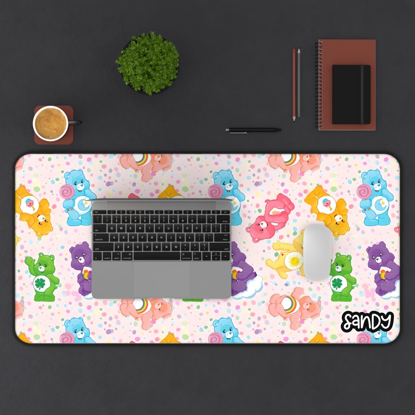 Care Bears Pattern Desk Mat — Cute Pastel Gaming & Work Mousepad