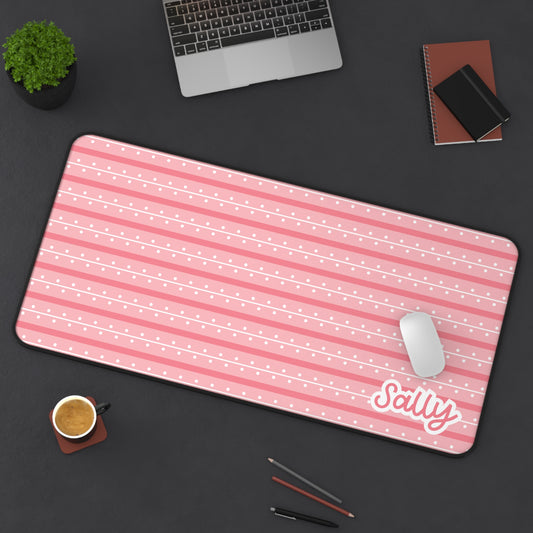 Personalized Pink Polka Dot Desk Mat with Name