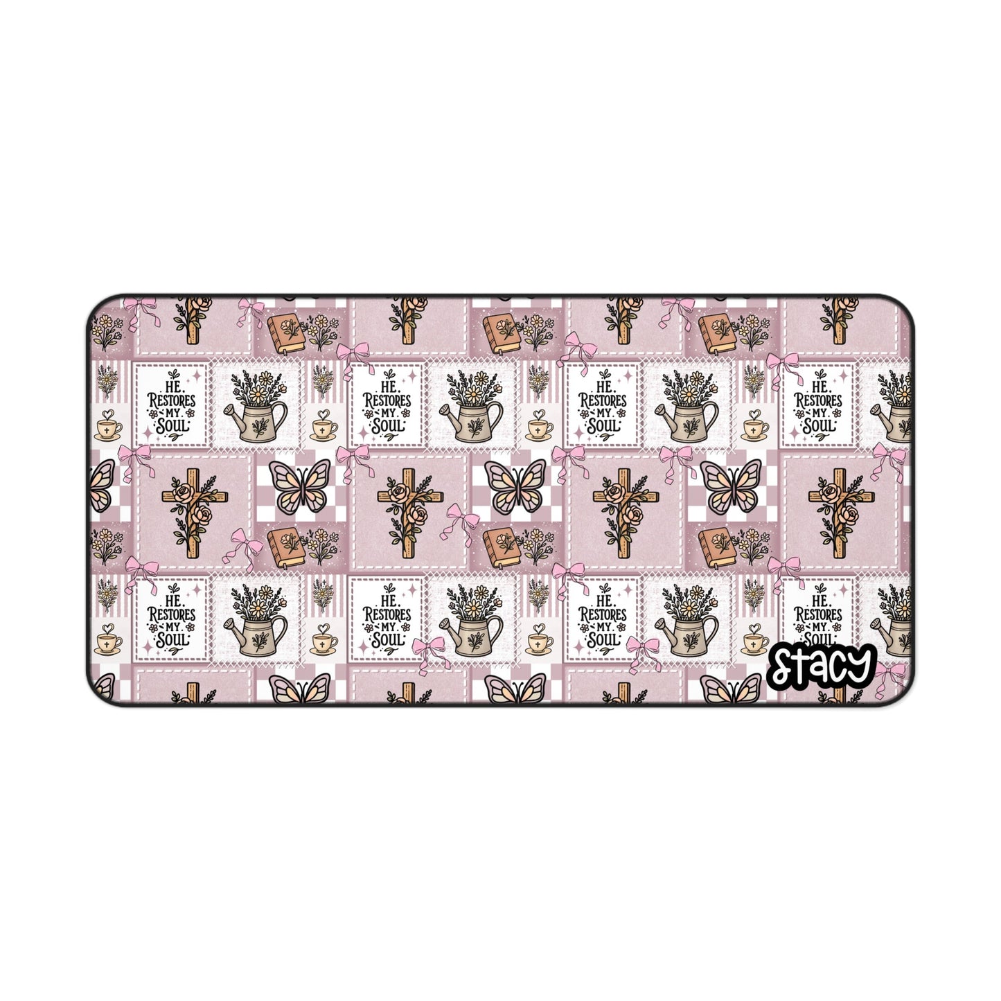 Girly Faith Desk Mat, Inspirational Office Decor, Cute Faith Mouse Pad, Computer Mouse Pad, Girly Faith Mouse Pad, Gift for Her, Faith Home Office Accessory