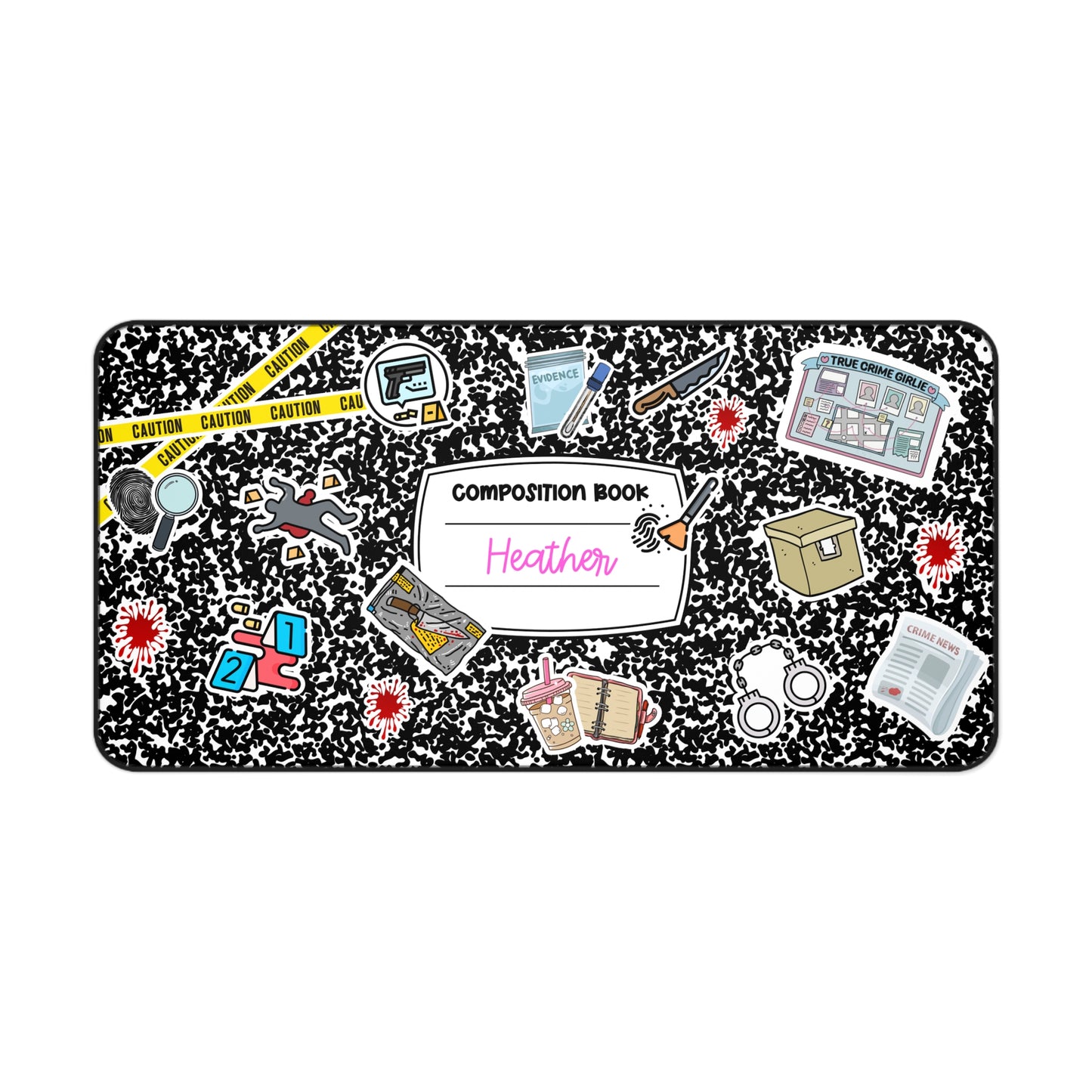 Personalized True Crime Desk Mat — Crime Scene Mouse Pad