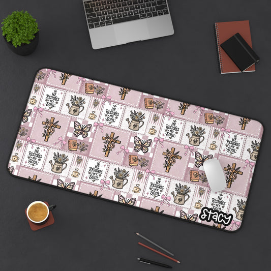 Girly Faith Desk Mat, Inspirational Office Decor, Cute Faith Mouse Pad, Computer Mouse Pad, Girly Faith Mouse Pad, Gift for Her, Faith Home Office Accessory
