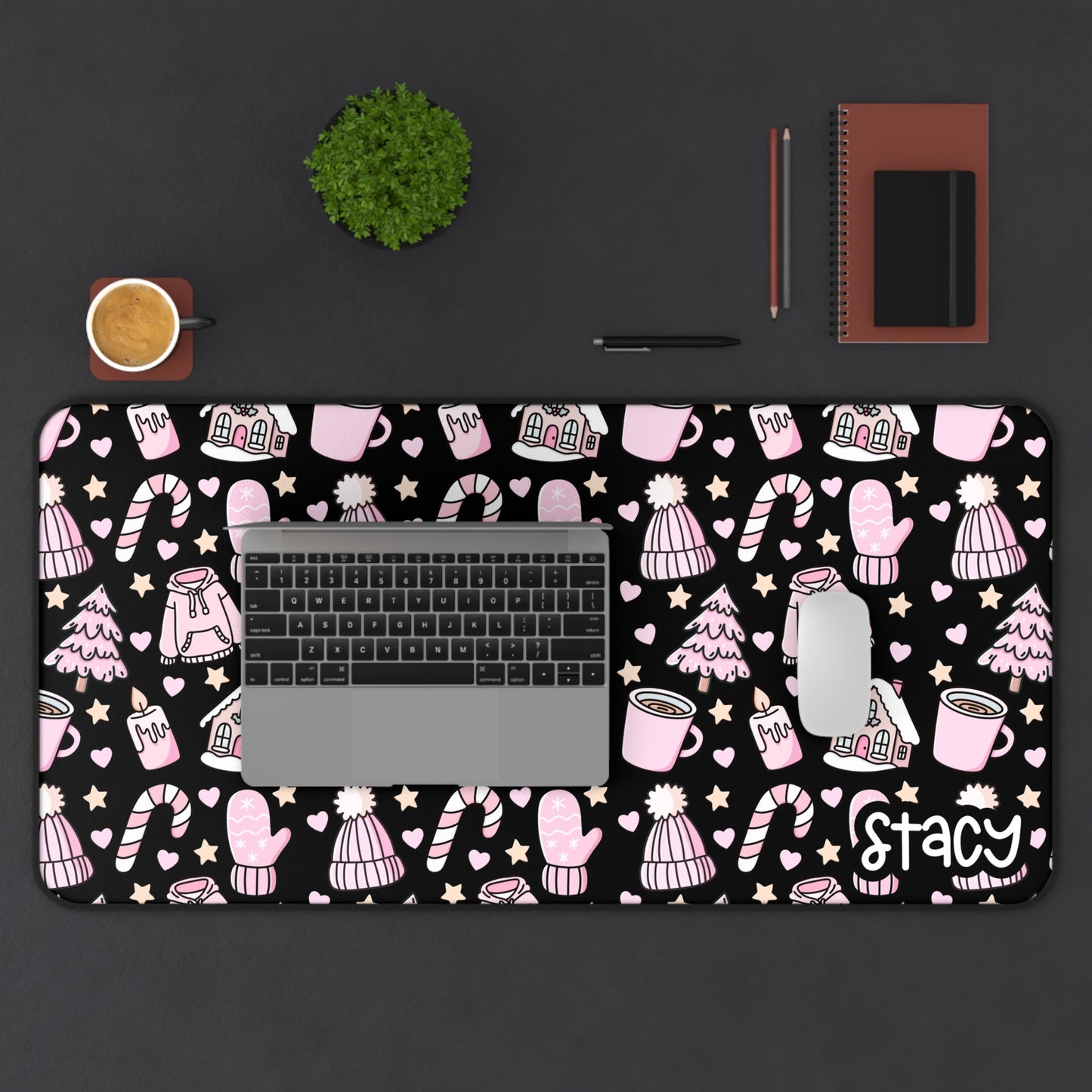 Cozy Holiday Desk Mat with Winter Wonderland Design