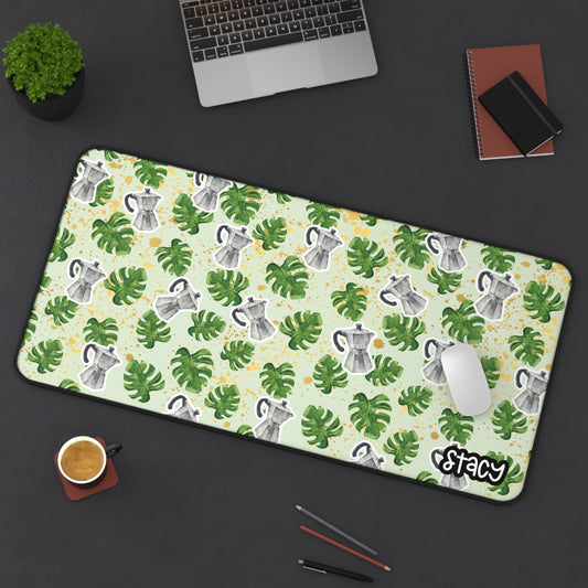 Greca Tropical Desk Mat with Leaves, Monstera Leaves Mousepad, Monstera Leaves Desk Mat, Home Office Accessory, Greenery Desk Decor, Gift for Students, Gamers, and Creatives
