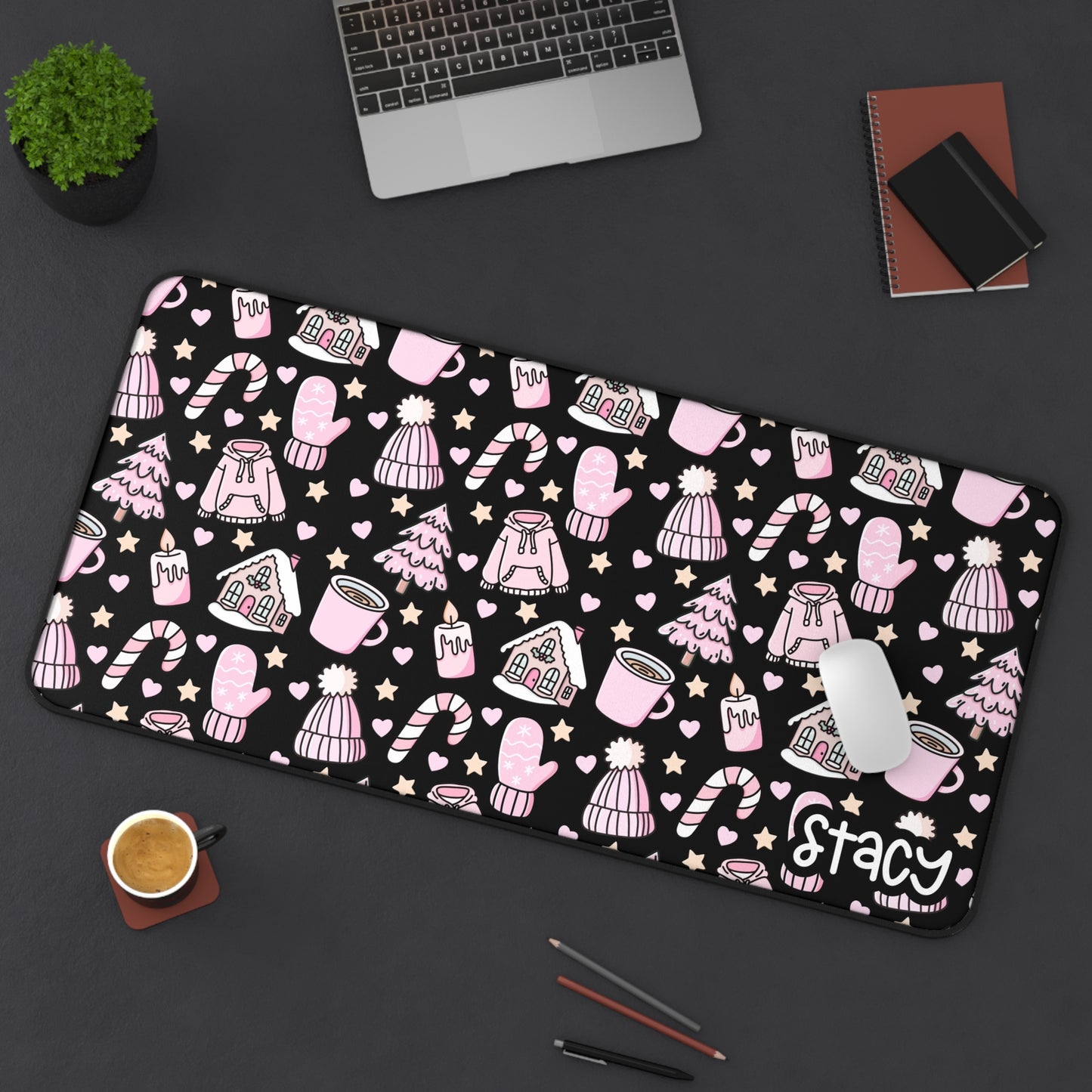 Cozy Holiday Desk Mat with Winter Wonderland Design