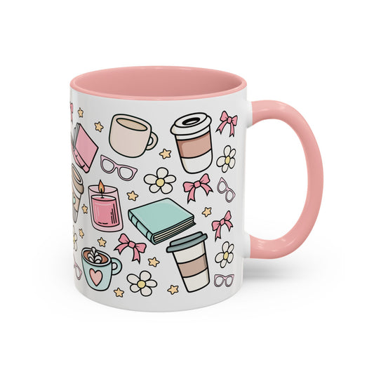 Booklover Pink Coffee Mug (11oz) | Coffee Lover Pink Mug