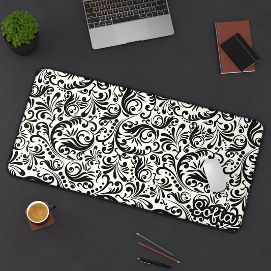 Elegant Personalized Desk Mat Black - Vintage Themed Desk Mat - Custom Home Office Decor, Stylish Workstation Accessory, Ideal Gift for Students & Professionals