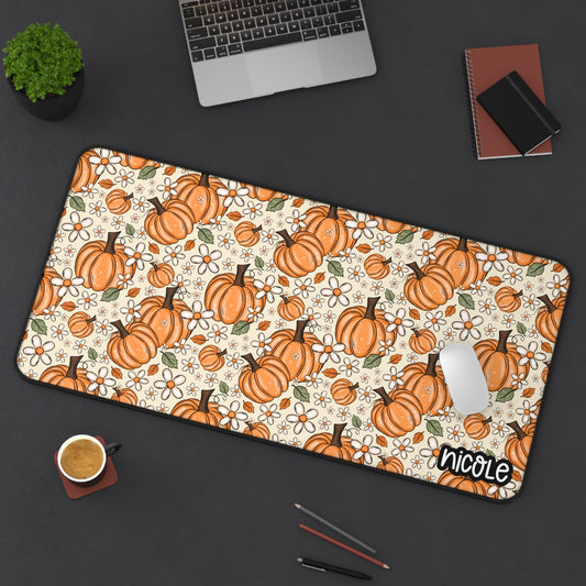 Autumn Pumpkin Desk Mat, Fall Office Decor, Seasonal Desk Accessories, Harvest Mouse Pad, Thanksgiving Gift Idea, Cozy Workspace