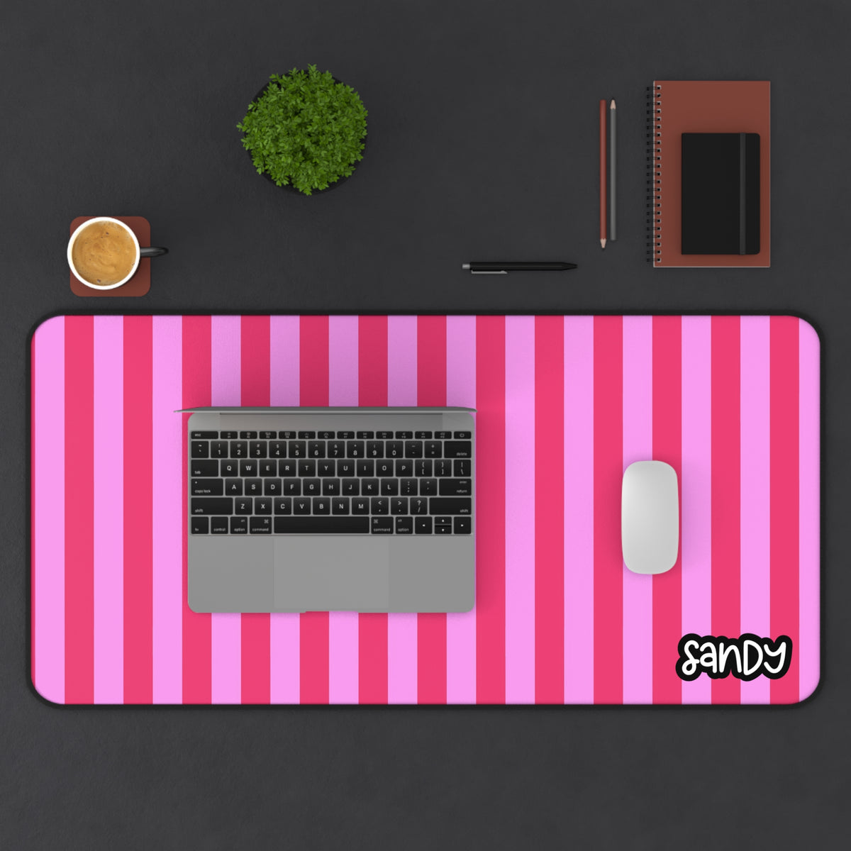 Striped Pink Desk Mat | Pink Stripes Desk Mat