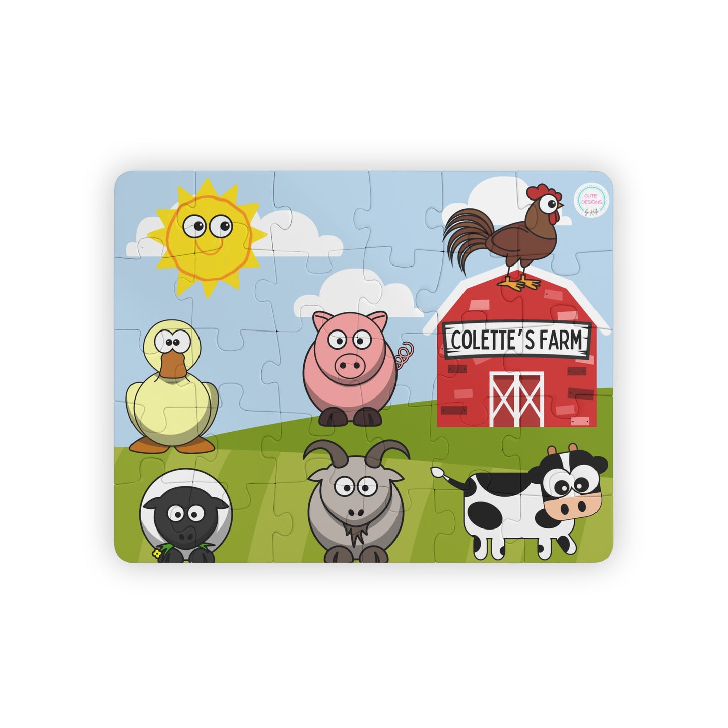 Personalized Kids' Toddler Puzzle, 30-Piece Farm Animals