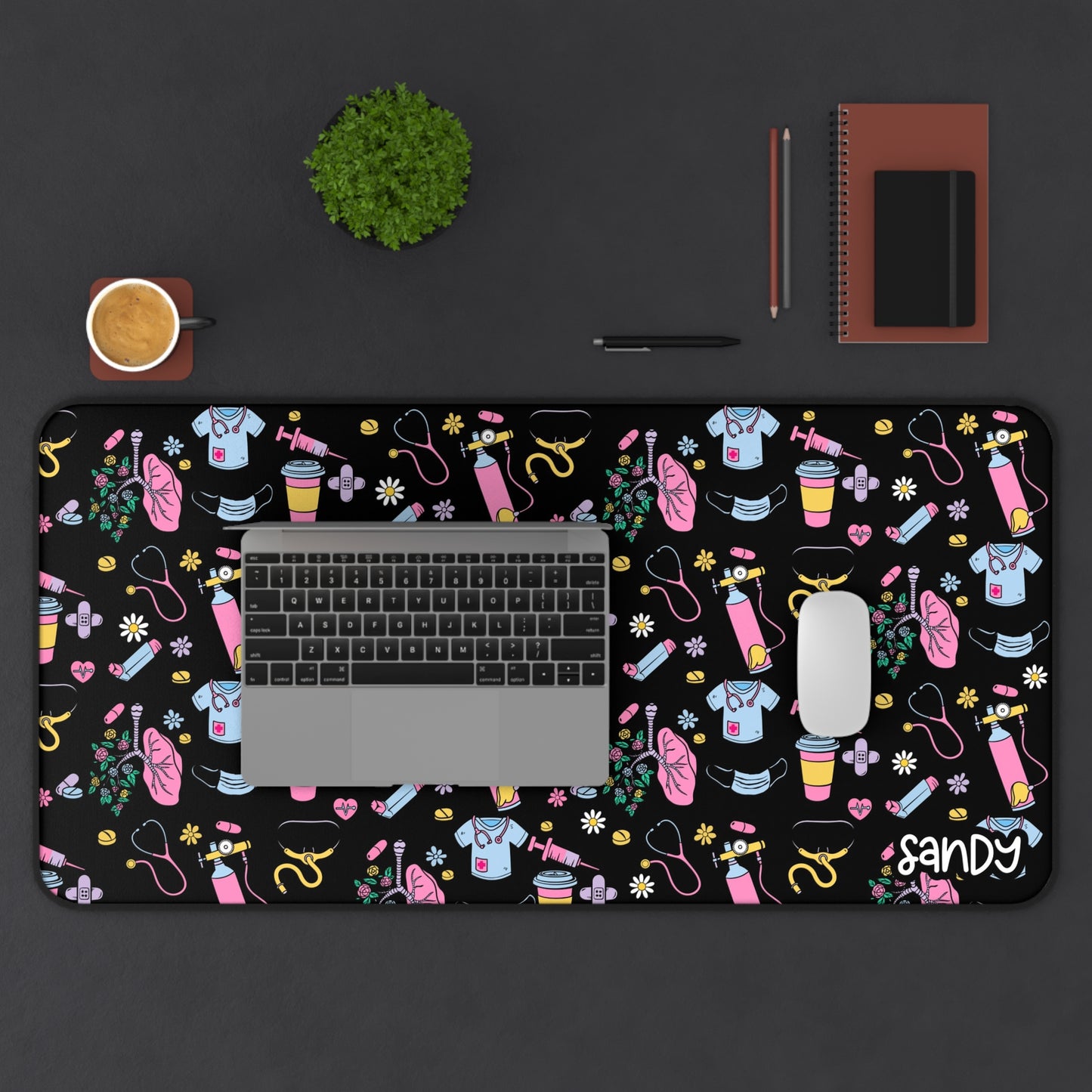 Cute Respiratory Care Desk Mat — Colorful Medical Themed Mouse Pad