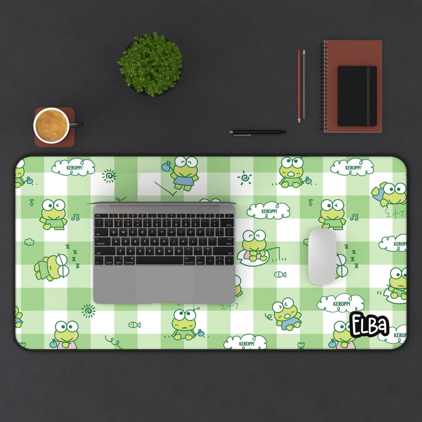 Cute Keroppi Desk Mat — Green Kawaii Mouse Pad for Work & Gaming