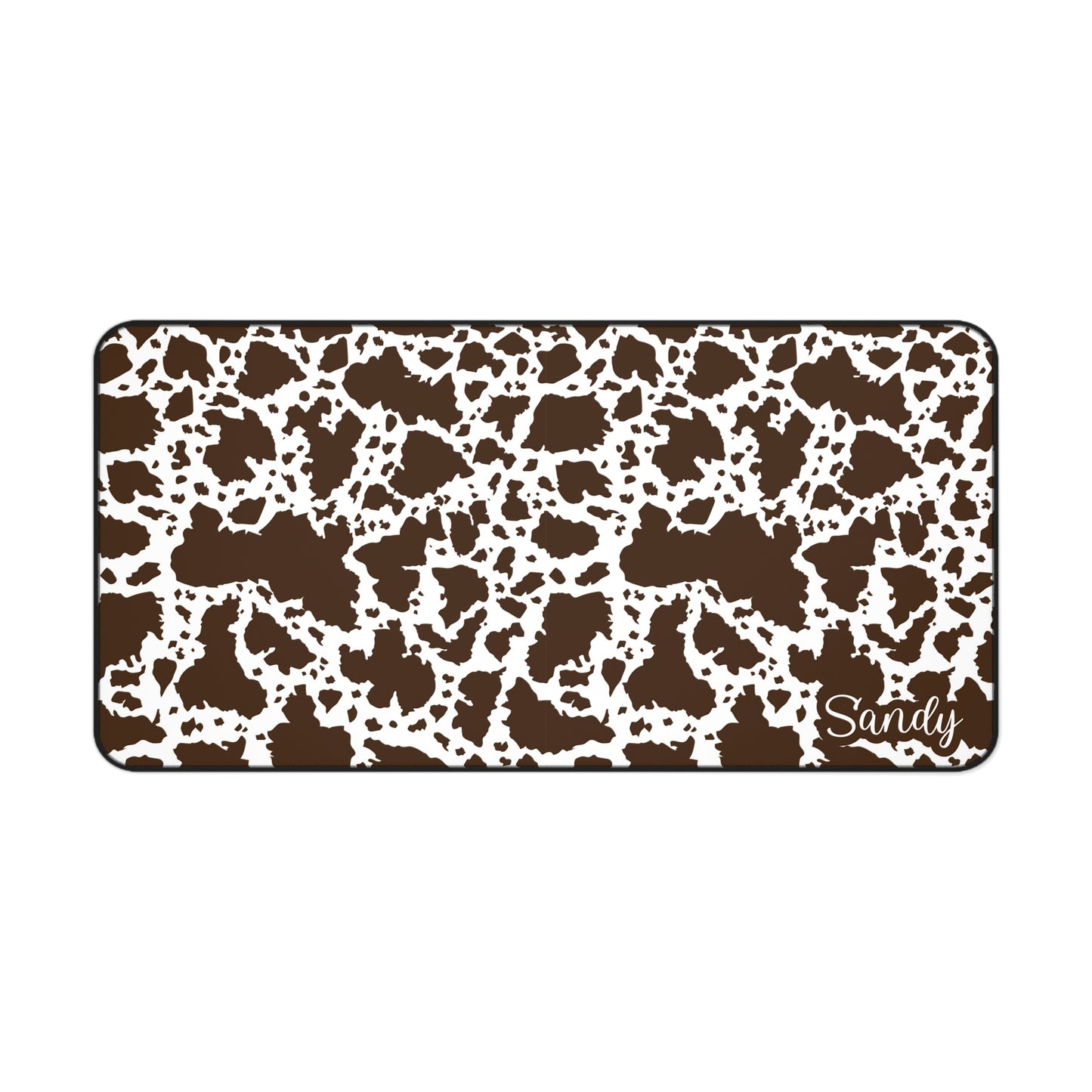 Brown Cow Print Desk Mat — Personalized Cowhide Pattern Mouse Pad