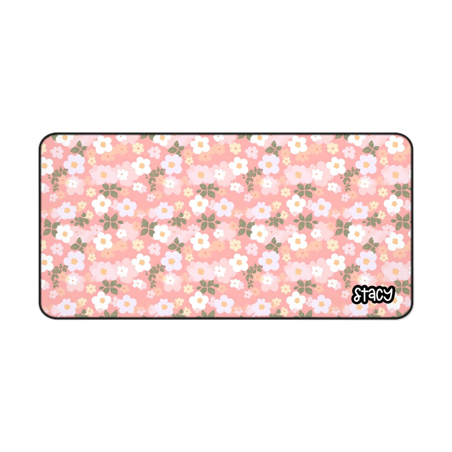 Pink Kawaii Flowers Desk Mat, Daisies Desk Mat, Floral Desk Mat for Home Office, Customizable Mouse Pad, Cute Desk Decor for Women, Computer Accessories, Gift Idea