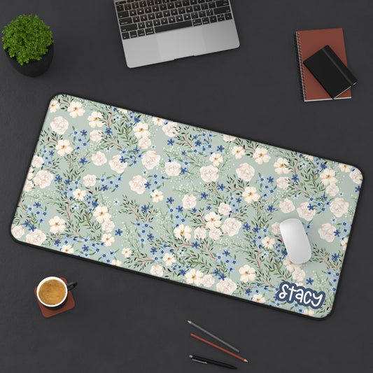 Floral Personalized Desk Mat, Office Decor, Home Office Accessories, Gift for Her, Custom Name Desk Pad