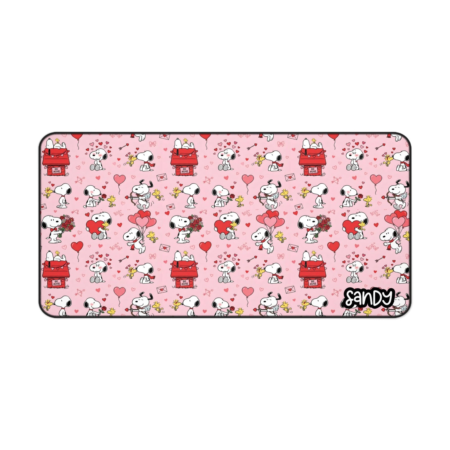 Pink Snoopy Valentine Desk Mat — Cute Peanuts Pattern Mousepad