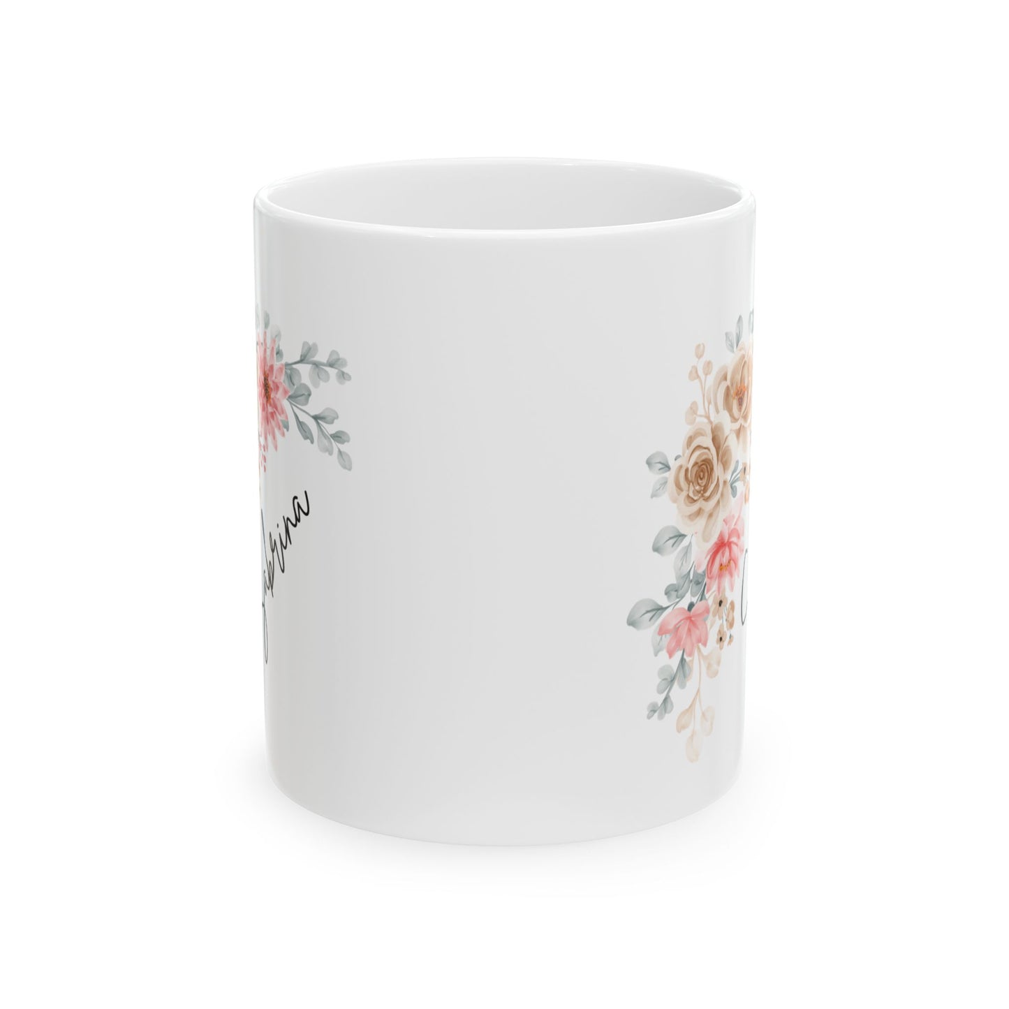 Personalized Coffee Mug (11oz) - Cute Floral Mug with Name