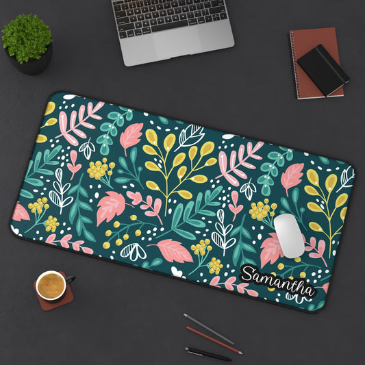 Personalized Plant Leaves Desk Mat | Cute Desk Pad