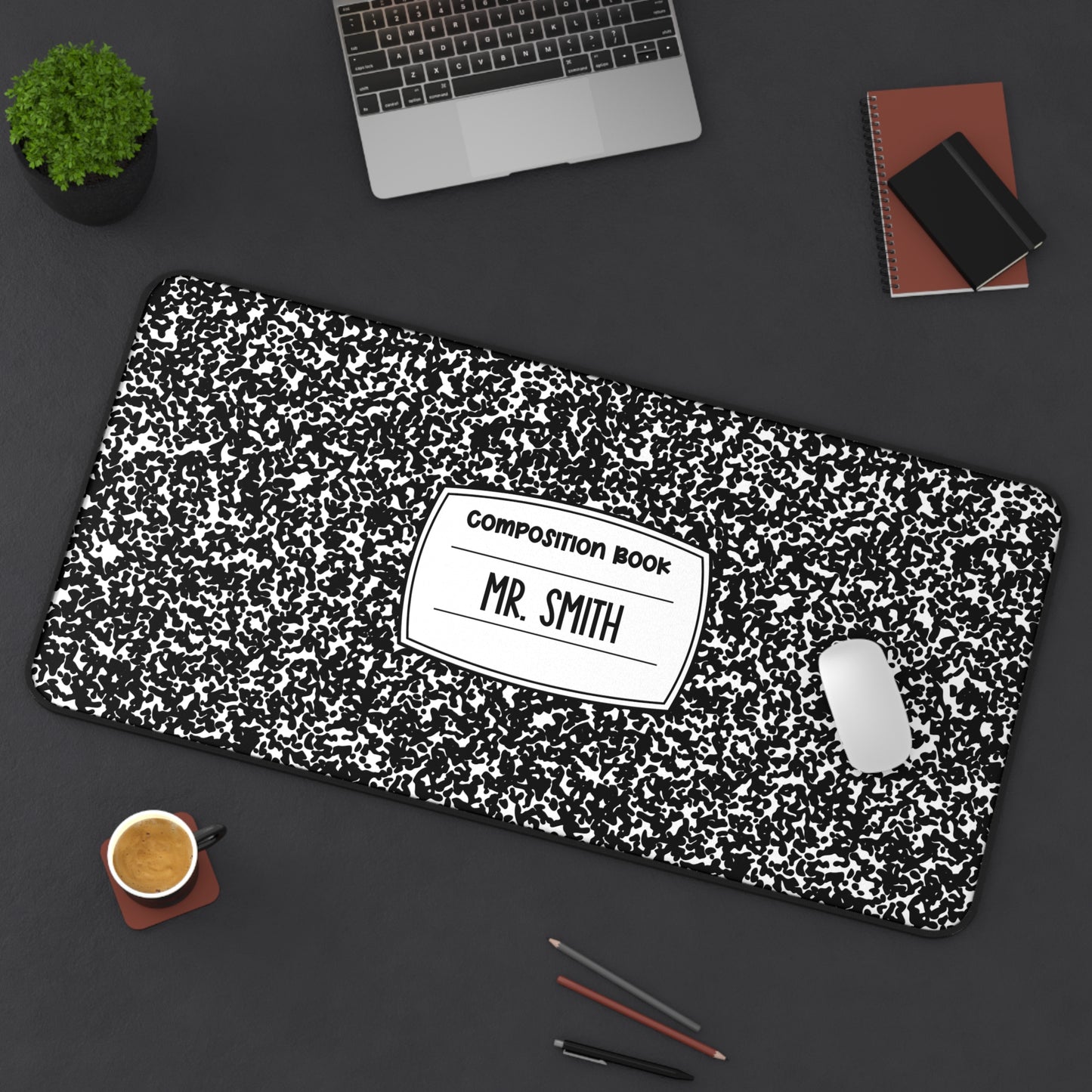 Mr. Composition Notebook Desk Mat | Personalized Male Teacher Mousepad