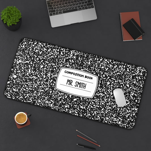 Mr. Composition Notebook Desk Mat | Personalized Male Teacher Mousepad