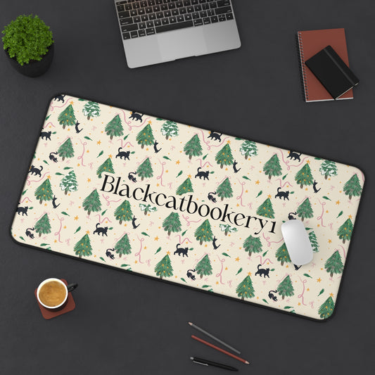 Custom Black Cats Christmas Trees Desk Mat