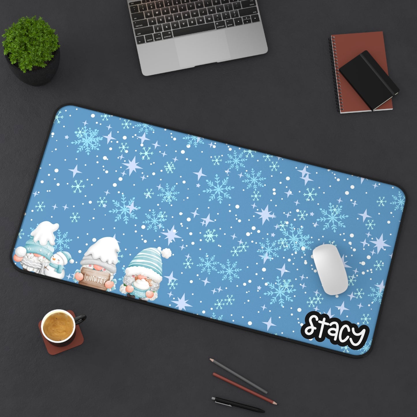 Gnomes Winter Wonderland Desk Mat
