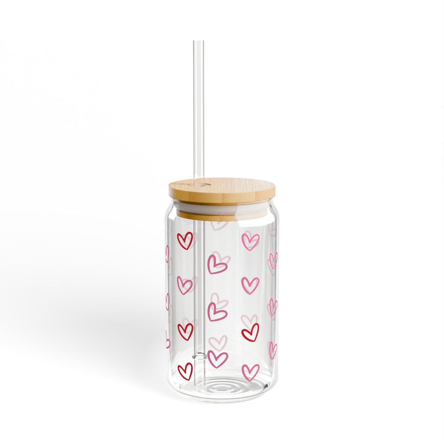 Valentine’s Glass Cup, 16oz | With Lid & Straw