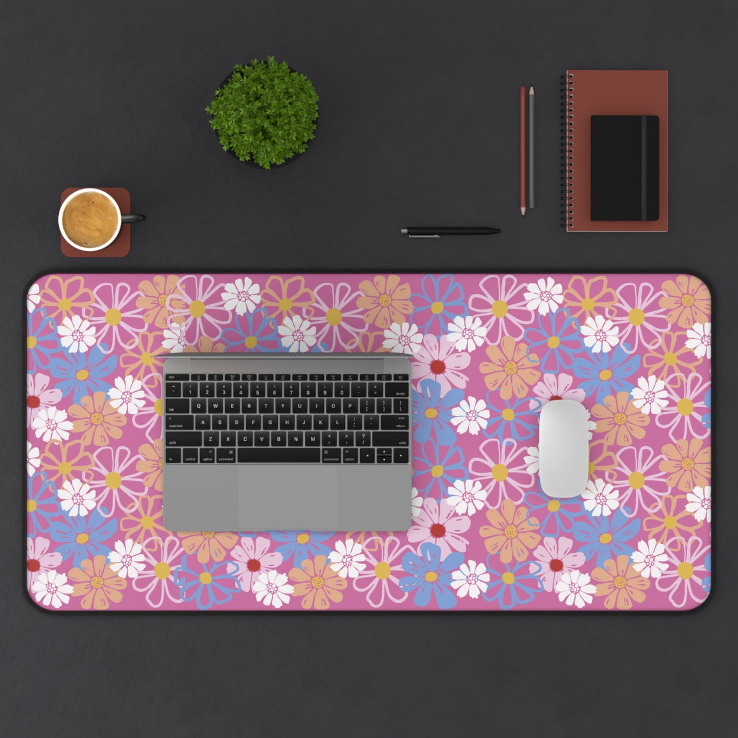 Spring Flowers Pink Desk Mat | Cute Desk Pad