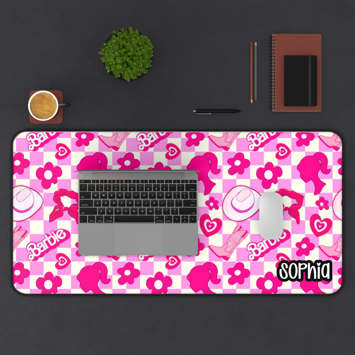 Pink Retro Barbie Desk Mat — Personalized Barbie Gamer Mousepad