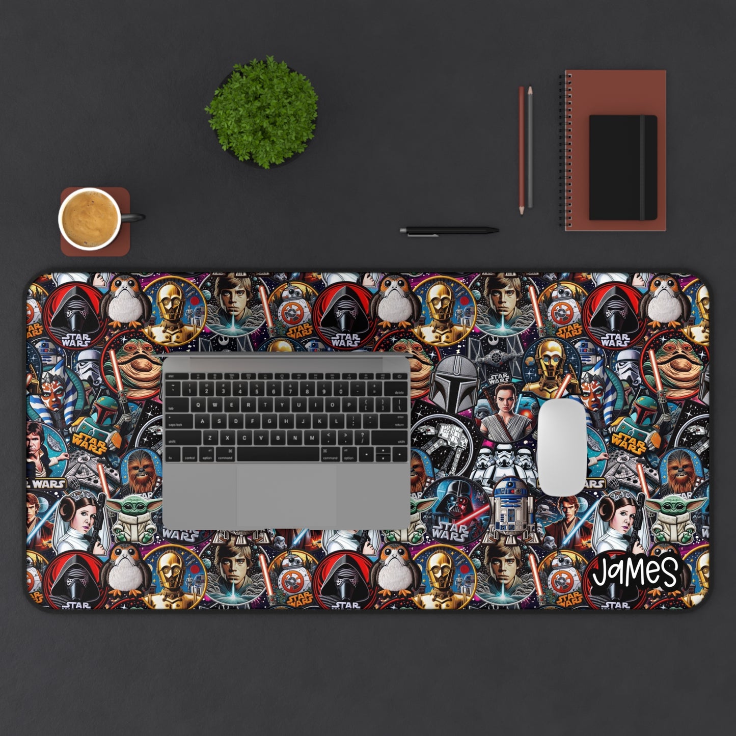 Star Wars Collage Gaming Desk Mat — Customizable Name