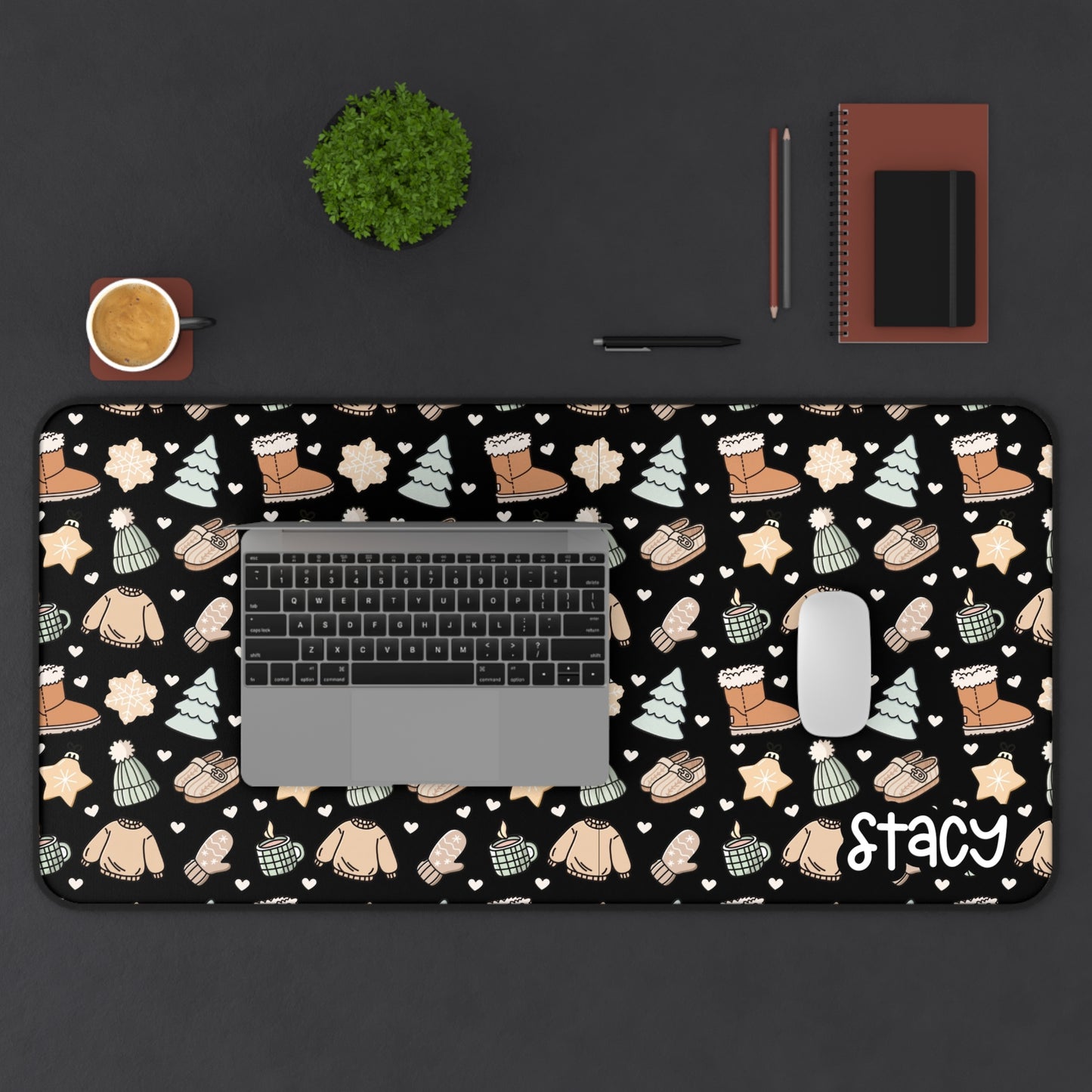 Cozy Vibes Desk Mat | Sweater Weather Desk Mat (black)