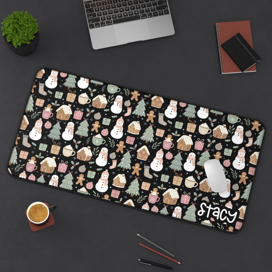 Personalized Christmas Desk Mat – Santa, Snowmen & Holiday Cheer