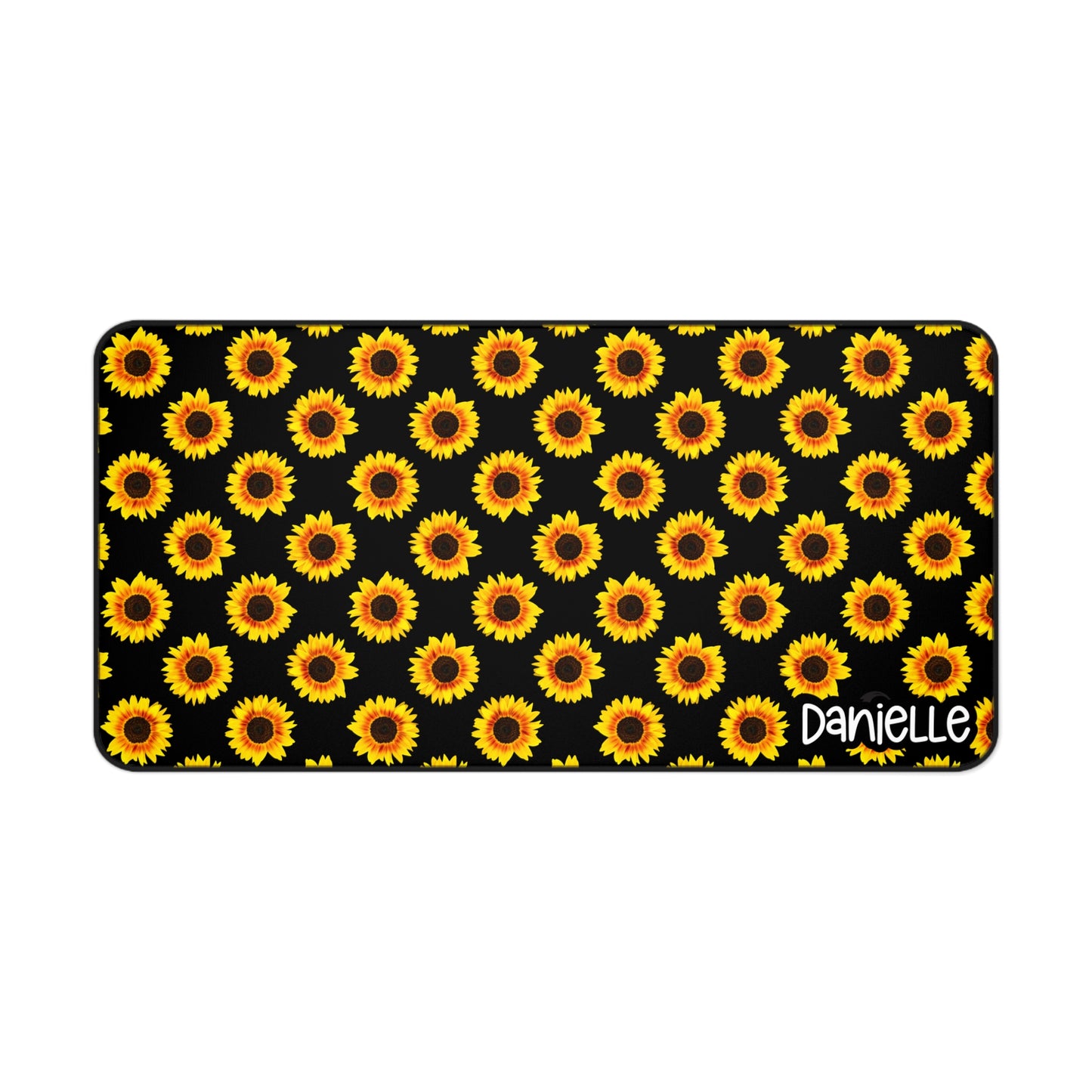 Sunflower Personalized Desk Mat Black - Floral Office Decor