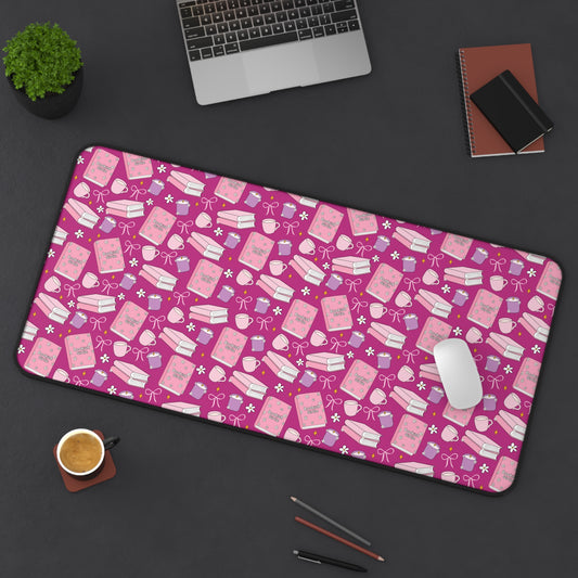 Bookish Girlie Desk Mat - Hot Pink