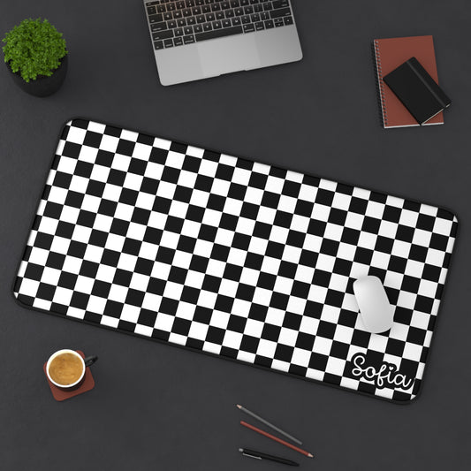 Personalized Checkerboard Desk Mat for Stylish Workspaces, Gaming, Home Office, Gift for Students, Custom Name