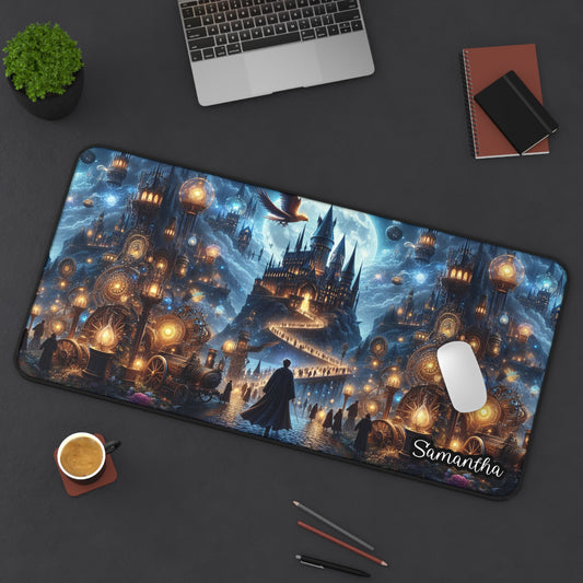 Wizard Themed Desk Mat - Personalized Magic Castle Desk Mat — Fantasy Mouse Pad
