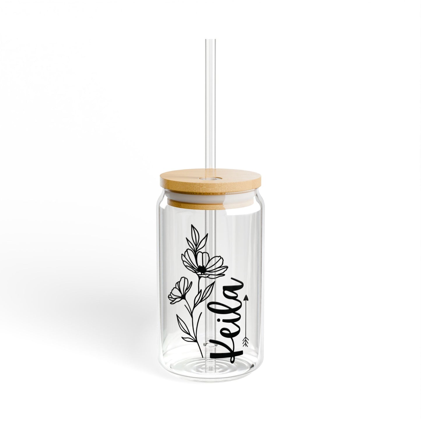 Personalized Glass Cup, 16oz | With Lid & Straw