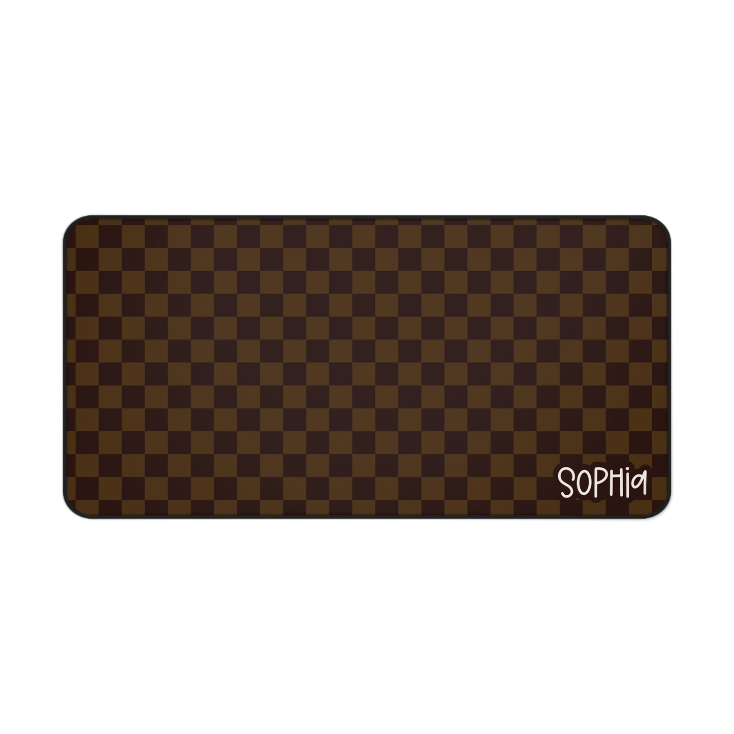 Checkerboard Brown Personalized Desk Mat — Custom Name Mouse Pad