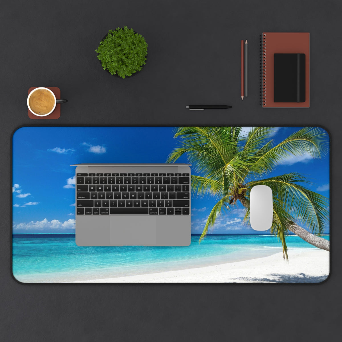 Tropical Beach Desk Mat — Palm Tree Ocean Mouse Pad