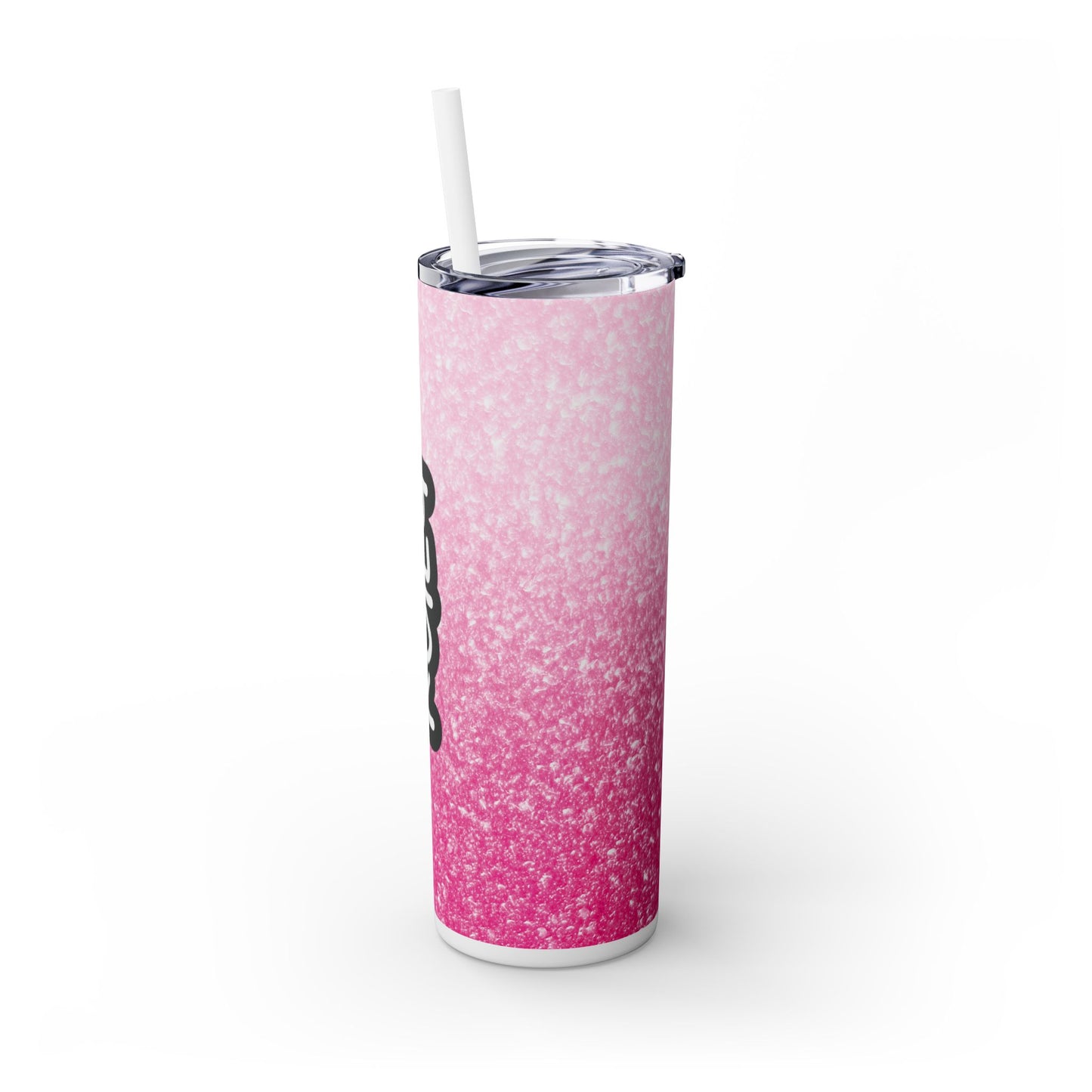 Personalized Sparkly Glitter Skinny Tumbler with Straw, 20oz