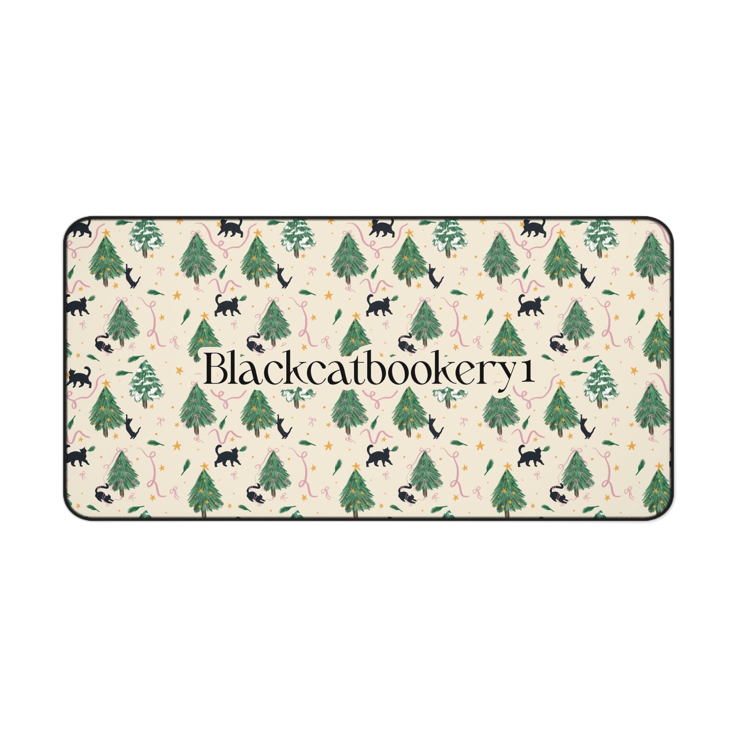 Custom Black Cats Christmas Trees Desk Mat