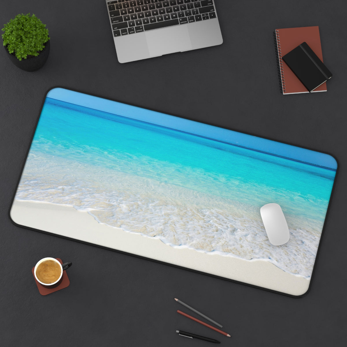 Beach Scene Desk Mat – Tropical Ocean Wave Mouse Pad