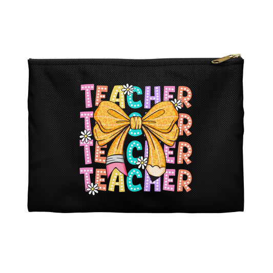 Teacher Pencil Case | Teacher Accessory Pouch with Colorful Bow Design - Perfect Gift for Educators