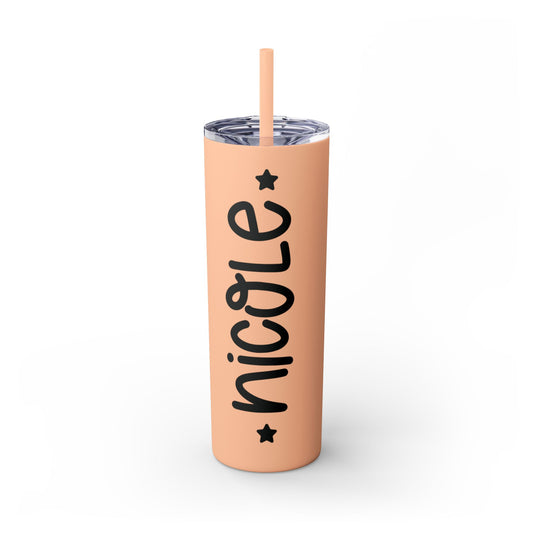 Personalized Skinny Tumbler with Straw, 20oz