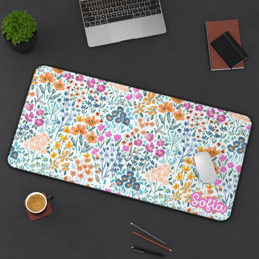 Floral Personalized Desk Mat, Office Decor, Customized Mouse Pad, Gift for Her, Beautiful Workspace Accessory, Computer Stationery