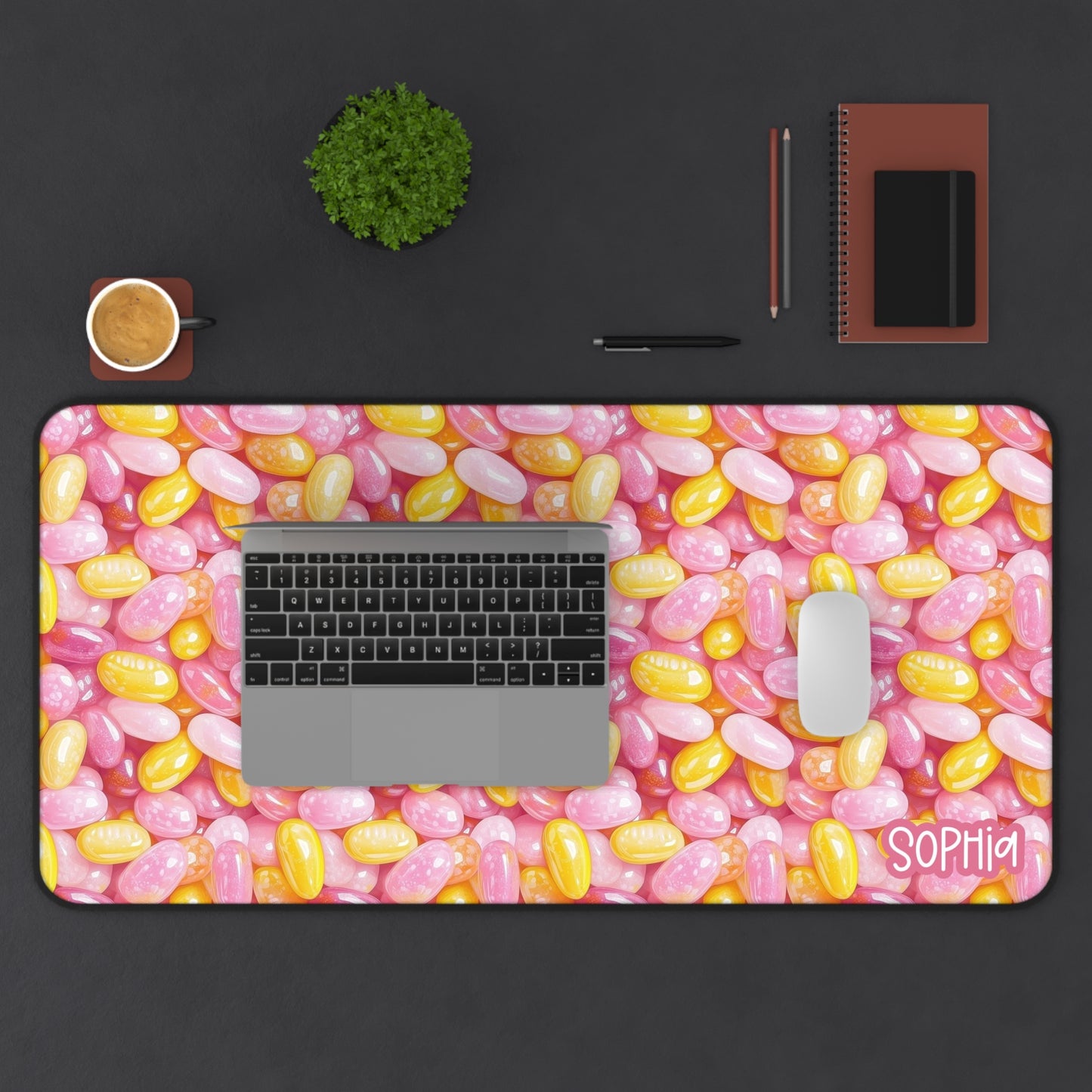 Candy Jellybean Desk Mat | Pink Candy Mousepad | Pink Candy Desk Mat
