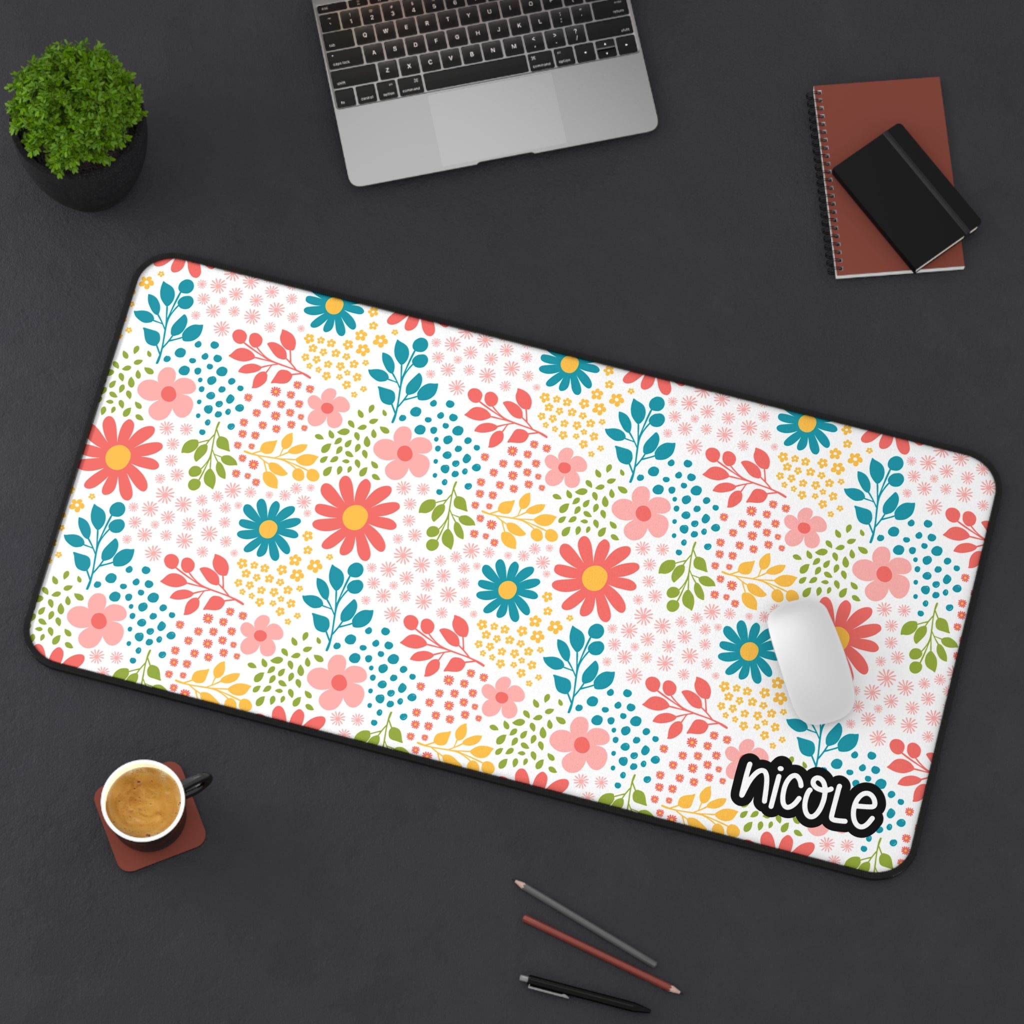 Floral Personalized Desk Mat - Colorful Workspace Decor – Cute Designs ...