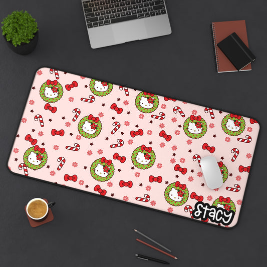 Hello Kitty Holiday-Themed Desk Mat | Hello Kitty Christmas Desk Mat (pink)
